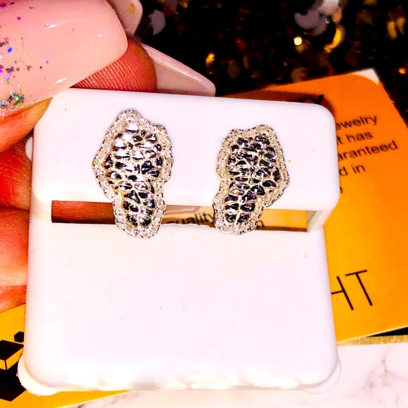 10k white gold vermeil real diamond men earrings gift for men NOT CZ best gift